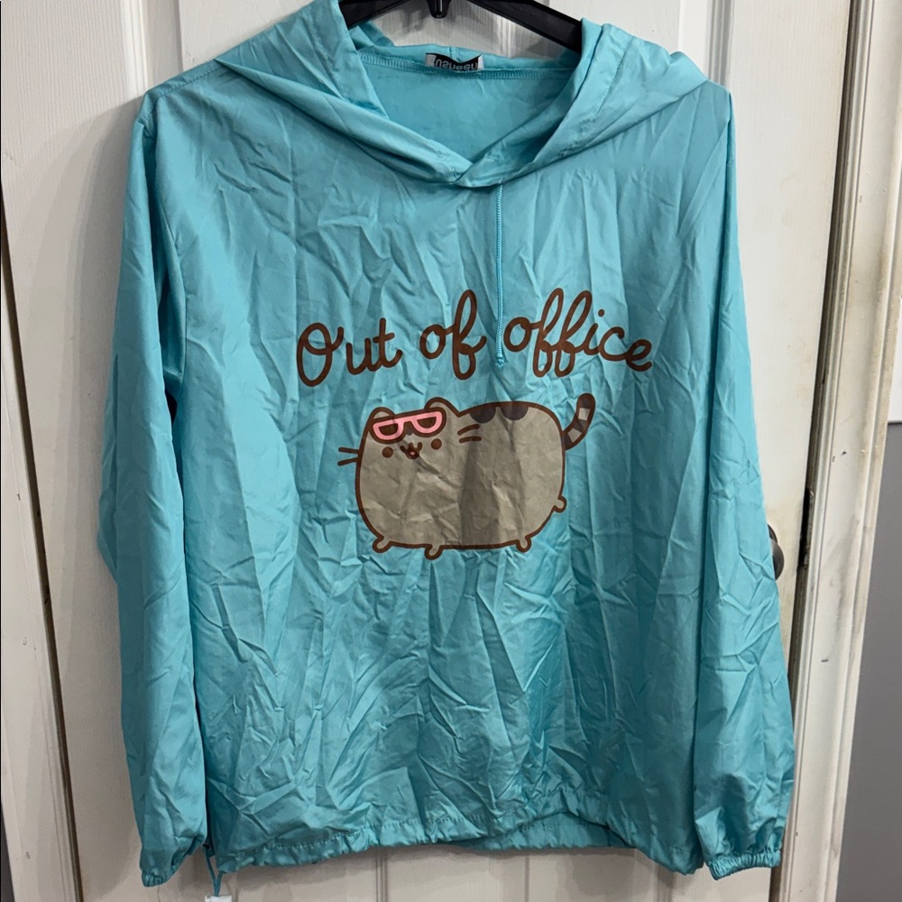 Pusheen Aqua with Cat Design rain jacket